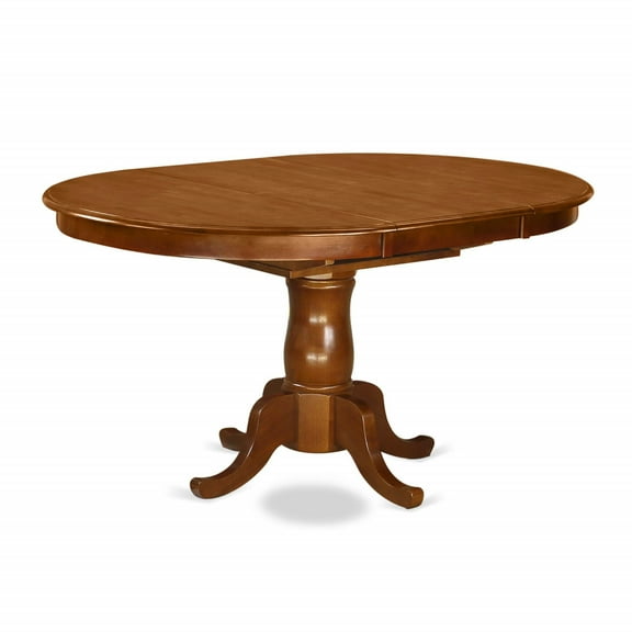 POAV7-SBR-LC 7 Pc set Portland Kitchen Table with Leaf and 6 Leather Chairs in Saddle Brown