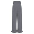 thumbnail image 5 of Lenpel Women's Wide Leg Pants Elastic High Waisted Drawstring Ruffle Hem Casual Trousers Palazzo Pants with Pockets, 5 of 7