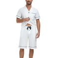 thumbnail image 6 of ANLIQI 100% Cotton Mens Pajamas Set Shorts Button Down Sleepwear Short Sleeve Nightwear Summer Pjs with Pockets (White,L), 6 of 6