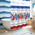 thumbnail image 5 of No Hook Shower Curtain with Built-in Rings - Red White Blue Patriotic Stars Washable Waterproof Fabric Bathroom Curtains for Hotel,Rentals, Stall 48 X 72 Inch , Eucalyptus Leaves Poppy, 5 of 9