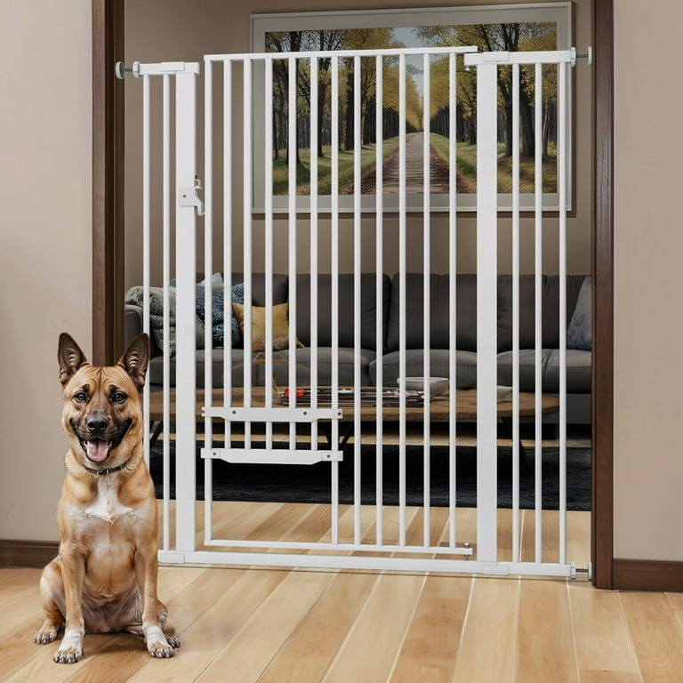 No Pawblems 55" Extra Tall Pet Gate For Cats & Dogs - 29 To 40" Wide, Auto-Close, Black