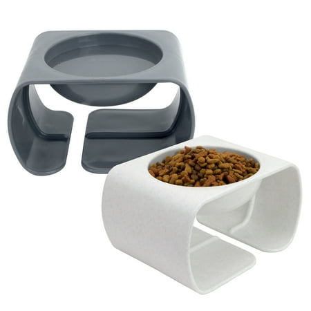 Kitty City Dishwasher Safe Plastic Raised Whisker-Friendly Cat Bowls, Multicolored, 2 Pack Set