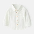 thumbnail image 2 of Girls Button Down Shirts Boys Formal Outfit White Shirt Toddler Boy Boy Uniform Shirts Boys Girls Fashion, 2 of 4
