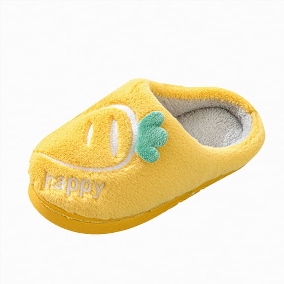 HCNTES Toddler Slippers Kids Soft Home Slippers Children's Winter Warm Indoor Shoes Baby Boys Girls Cute Cartoon Design House Shoes(Yellow,12)