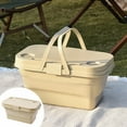 thumbnail image 1 of organization and storage,16L Picnic Basket With Handles & Lid As Stand Up Table Foldable Lightweight Water Proof & Leak Proof Rectangle Bucket For Picnics Camping Travelling,Yellow, 1 of 8