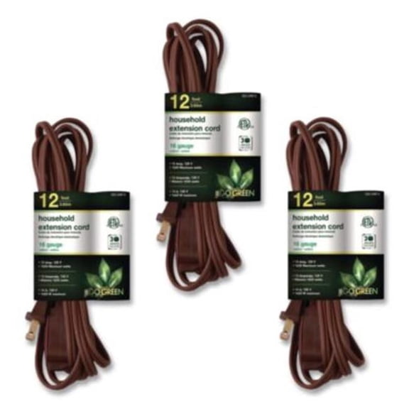 Go Green Power  12 ft. 13A Household Extension Cord, Brown