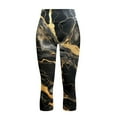thumbnail image 4 of SCRAWLGOD Marble Print Black Golden Stretch Capri Leggings for Women, Lightweight High Waisted Athletic Yoga Pants with Pockets, Breathable Tummy Control Workout Leggings, M, 4 of 7