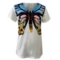thumbnail image 4 of Puntoco moda mujer cuello en V verano manga corta estampados de mariposa tops camiseta suelta Puntoco Puntoco-8273, 4 of 5