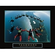 Teamwork Skydiving Ring Motivational Poster Inspirational Art Print 22x28 Inch