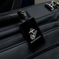 thumbnail image 4 of Marines Text USMC White Logo on Black Officially Licensed Rectangle Leather Luggage Card Suitcase Carry-On ID Tag, 4 of 8