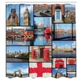 thumbnail image 3 of Ambesonne England Shower Curtain, City Landmarks Floral, 69"Wx75"L, Blue Red, 3 of 5