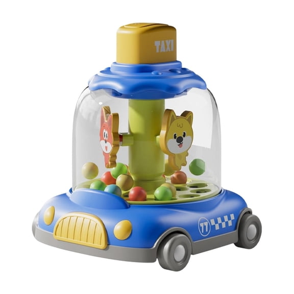 Kids Press and Spin Sliding Car Toy Blue, Hand-Eye Coordination Training, Early Educational Toy, Push to Slide, Parent-Child Interactive Play