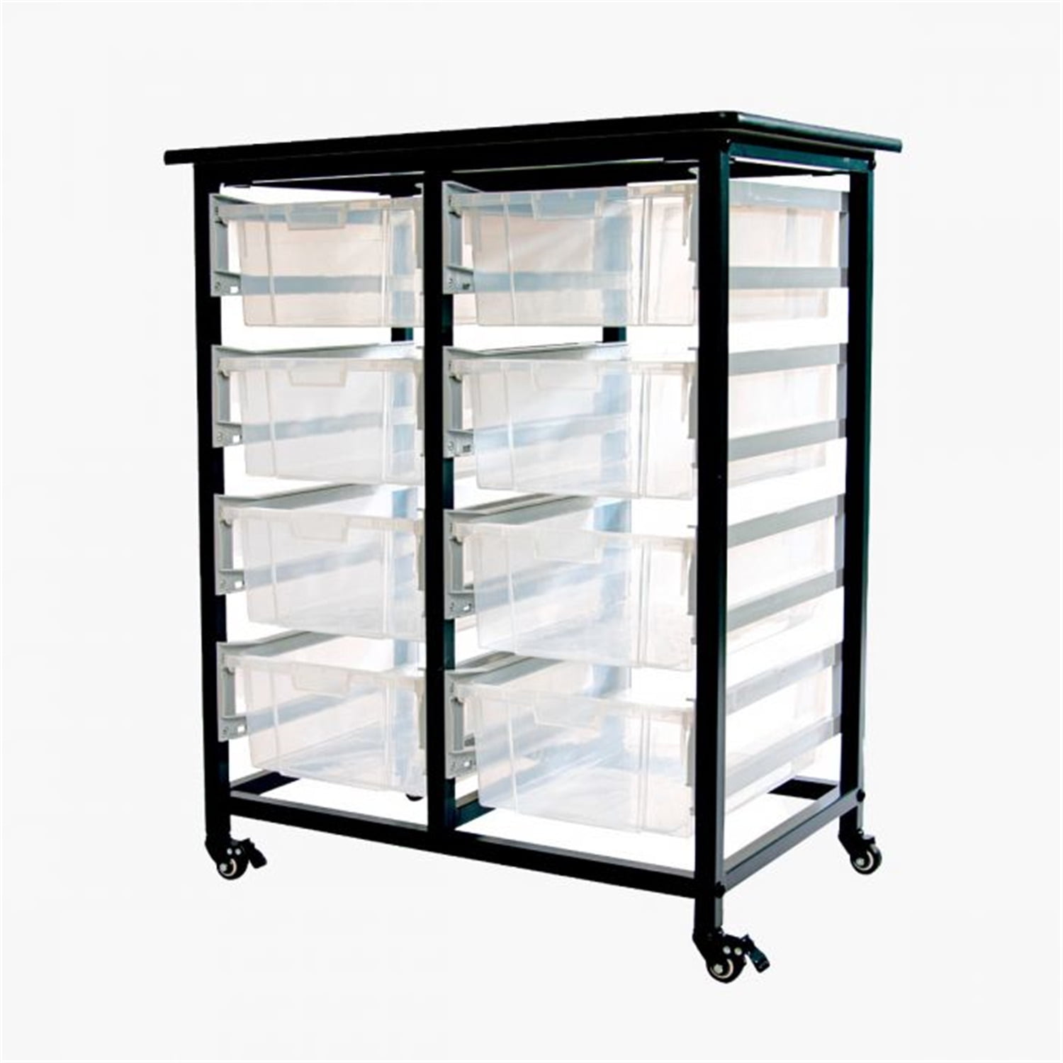 Luxor Mobile Bin Storage Unit ? Double Row with Large Clear Bins
