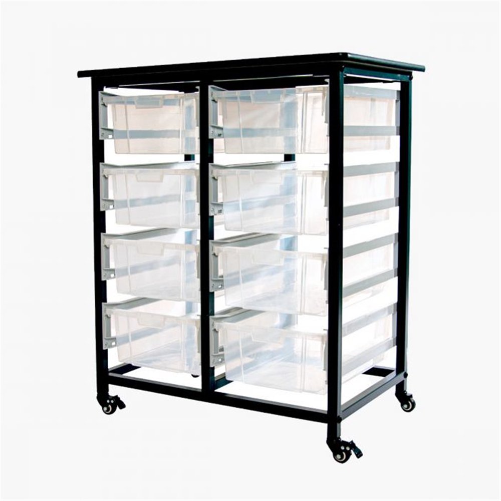 Luxor Mobile Bin Storage Unit ? Double Row with Large Clear Bins