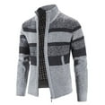 thumbnail image 5 of Lovskoo Men Casual Plus Size Stand Collar Sweater Coat Fleece Lined Full Zip Knitted Cardigan Sweaters Gray, 5 of 9