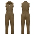 thumbnail image 5 of Idoravan Women's Solid Sleeveless Cargo Jumpsuit Zip Front Romper with Pockets Casual Loose Workwear Overalls for Summer jumpsuits for women casual, 5 of 9