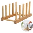thumbnail image 2 of Plate Stand Bamboo Dish Rack Plate Stand Plate Holder Dish Rack Dishes Bamboo Dishes Shelf 4 Slots For Storage Cd Dishes Book Wine Glass Kitchen Office Place Plates Cups, 2 of 6