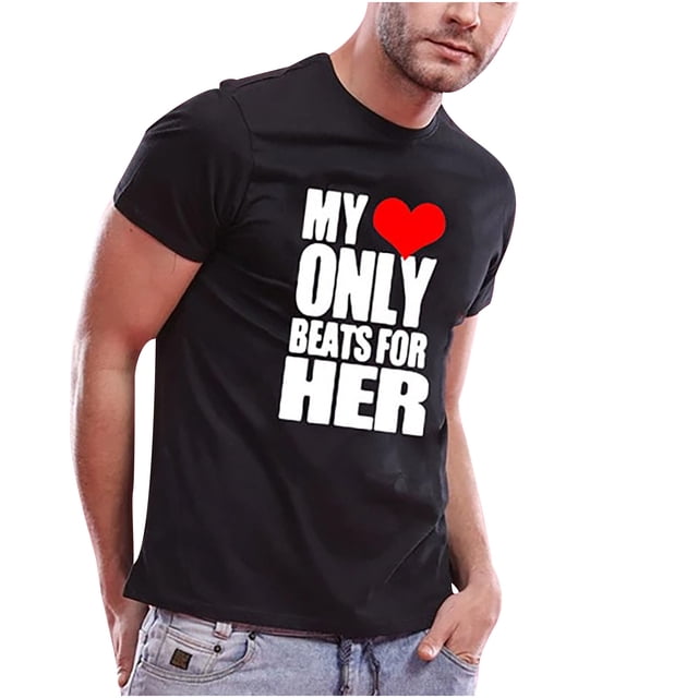 Pompotops T-Shirt Décontracté Femme Manches Courtes Imprimé Col Rond Saint-Valentin