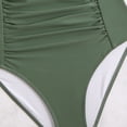 thumbnail image 2 of SWSMCLT Women's One Piece Bathing Suit Cheeky Shirred Waist Spring Break Beachwear Brief Chic Deep V Neck Halter Green 8-10, 2 of 5