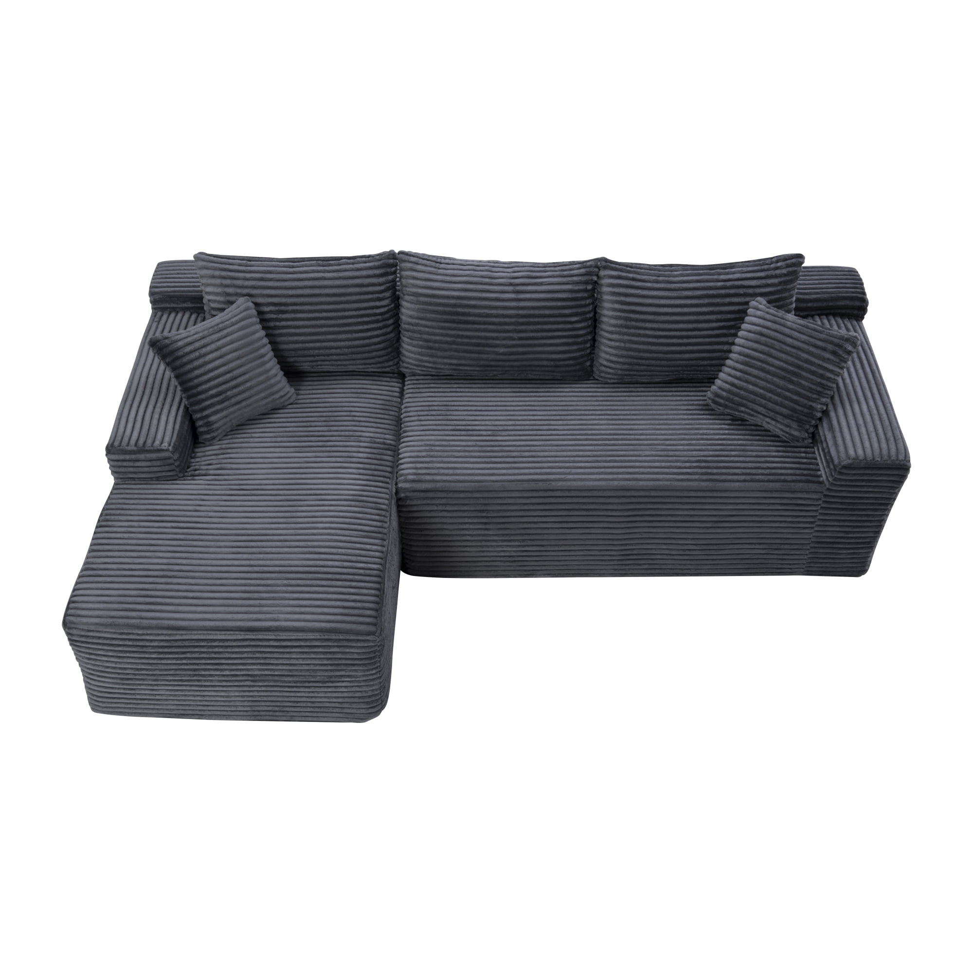 Leumius 106.3" Cloud Modular Sectional Sofa Couch with L-Shape Chaise,Modern Minimalist Upholstered Couches for Living Room Bedroom No Assembly Required Gray-L