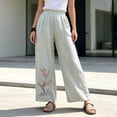 thumbnail image 5 of MYAOYINo Boundaries Linen Pants for Women Plum Blossom Embroidery Wide Leg Elastic Waist Casual, 5 of 6