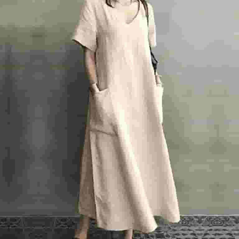 Plus size Blue Linen swing dress 3401 Plus size Blue Linen swing dress 3401