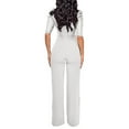 thumbnail image 4 of Women Casual Short Sleeve Sequin Spliting Romper Jumpsuit Long Straight Pants Women Pantsuit Womens Jumpsuit for Wedding Guest Eyelet Jumpsuit Wedding Attire for Women Guest Soft Overalls for Women, 4 of 7