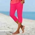 thumbnail image 2 of Minjewel Capri Pants for Women - Casual Stretch High Waist Abdominal Yoga Pants Soft Compression - Workout Base 7/8 Length Bottoms,Hot Pink M, 2 of 5