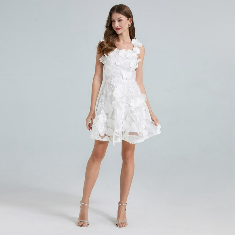 short white bridal reception dresses Ruffled Dress - Mimi Party Dress /../pages/contact Ivory Lace Tea Length Wedding