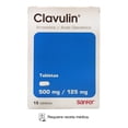 thumbnail image 1 of Clavulin Amoxicilina 500 mg / Ácido Clavulánico 125 mg 15 tabletas, 1 of 3