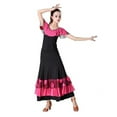 thumbnail image 3 of Women Sequin Flower Embroidered Skirt Flamenco Ballroom Practice Dress Big Swing Skirts Dance Performance Skirt for Women Girls, 3 of 7