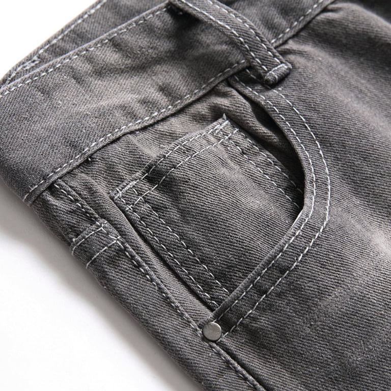 Boy Pants Youth Gray Distressed Straight Leg Denim Jeans Vintage