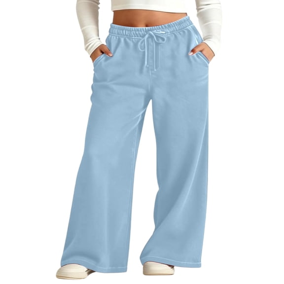 WAYUTE Jeans for Girls High Waist Wide Leg Stretchy Drawstring Waistband Loose Denim Pants with Pockets Summer Outfits