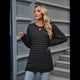 thumbnail image 4 of Camisa Informal de Larga A Rayas para Mujer, , con Cuello Redondo, Ajustada, Holgada, Básica Gris Oscuro Negro M, 4 of 10
