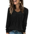 thumbnail image 2 of Enjoytime Womens Winter Tops Dressy Casual Solid Color Long Sleeve Knit Blouses Crew Neck Fall Winter Dressy Shirts 2025, 2 of 7