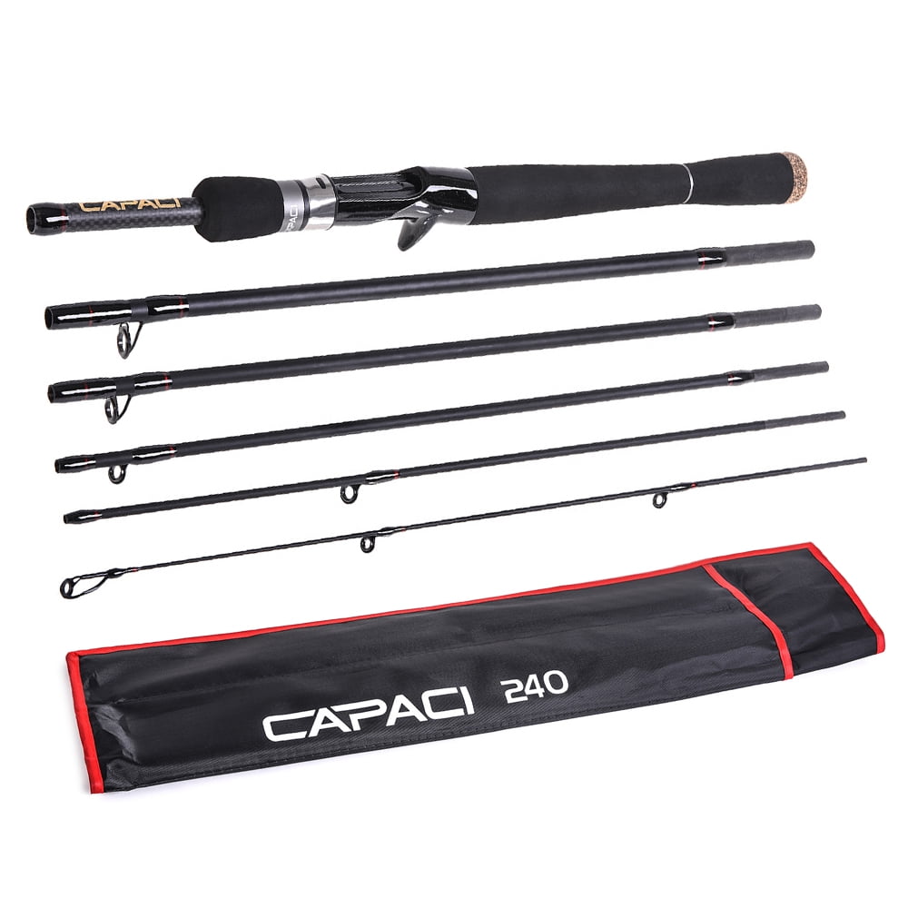 Fishing Rod 2 Sections Carbon Fiber Spinning Casting Ultralight Travel Tackle 