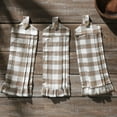 thumbnail image 3 of VHC Brands Cotton Annie Buffalo Check Portabella Button Loop Kitchen Towel Set of 3, Hanging Kitchen Towel, Pleated, Bath, Kitchen, Annie Buffalo Check Collection, Rectangle 21x7, Portabella, 3 of 3