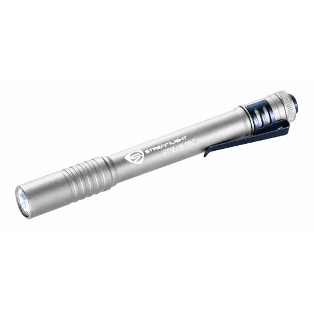 Streamlight 66121 Stylus Pro PenLight with White LED and Holster, Silver/White- 100 Lumens