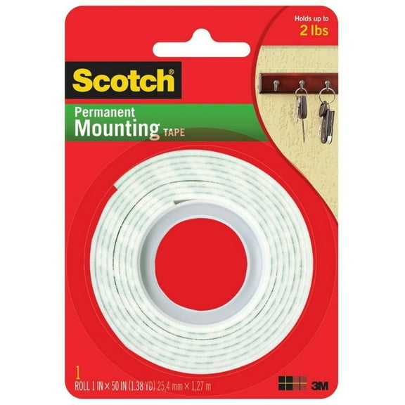 Scotch Indoor Mounting Tape, Heavy Duty 1'' x 50'' 1 ea (Pack of 2)