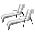 thumbnail image 2 of BNM Cabana Striped Cotton Chaise Lounge Chair Cover, Set of 2, Light Grey, 2 of 10