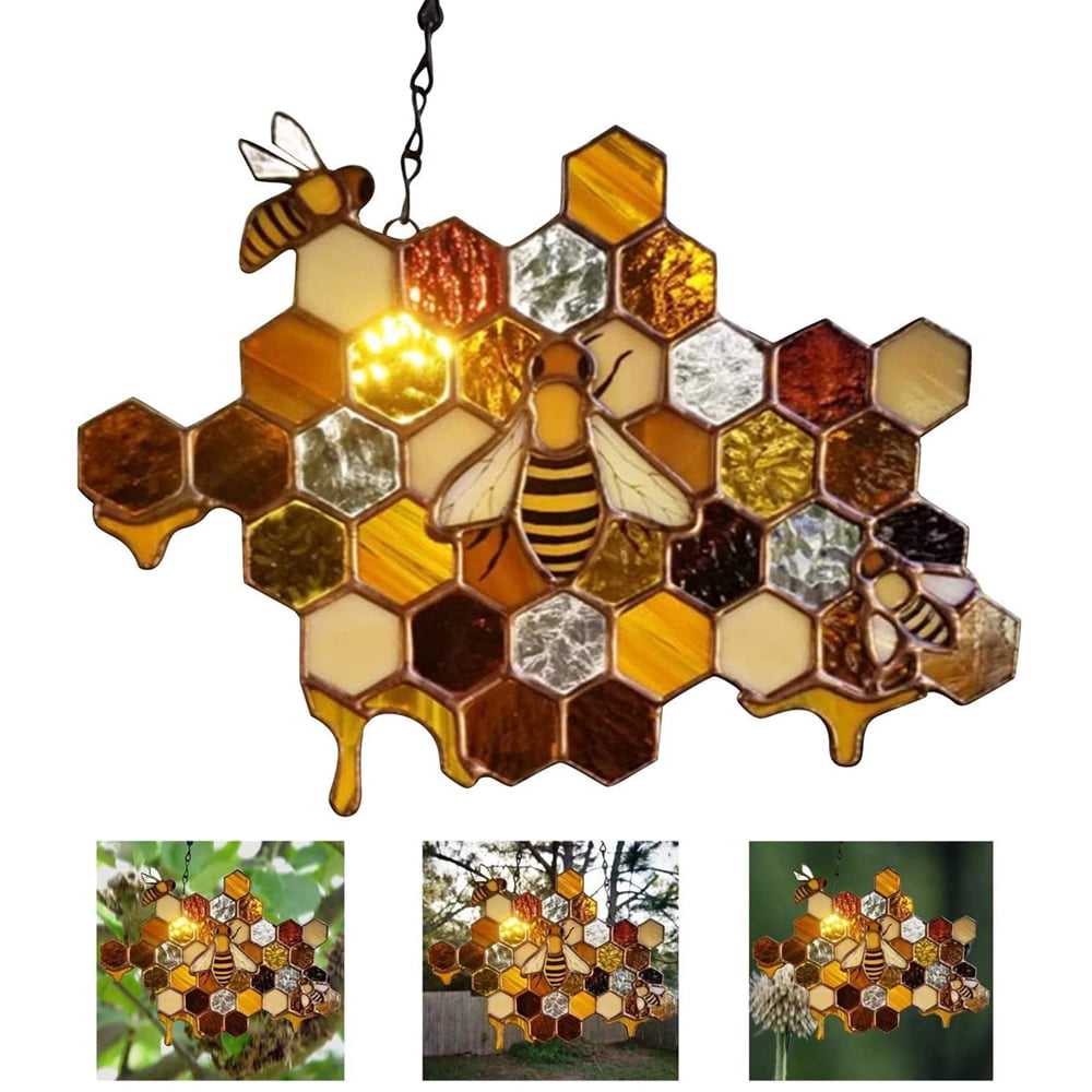Queen and Bee Protect Honey Suncatcher Bumblebee Bee Ornament Art T4N3 
