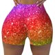 thumbnail image 2 of Balery Colorful Glitter Pantalones cortos de entrenamiento estampados para mujer, sin costuras, ajustados, para gimnasio, yoga, correr, deportes, ejercicio activo, fitness.-XX-Large, 2 of 8