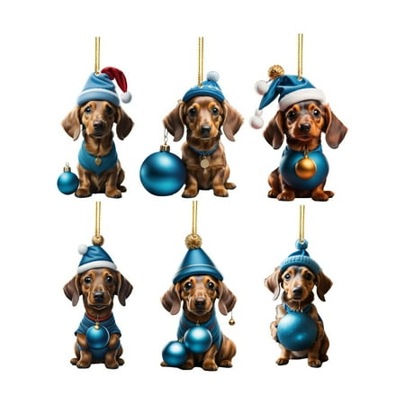 

CHXonu 2D Acrylic Cartoon Funny Christmas Dog Christmas Tree Pendant Acrylic Christmas Cartoon Cute Christmas Hat Dog Double Print 2D White Elephant Pendant 6 PCS Decorated Garland for Front Door