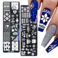 thumbnail image 2 of Kit de estampado de uñas de Navidad, 6 piezas, placa de estampado de uñas, copo de nieve, Papá Noel, alce, árbol de Navidad, plantillas de estampado de uñas, placas, plantillas de uñas, herramientas Namotu CZMR-HY116, 2 of 7