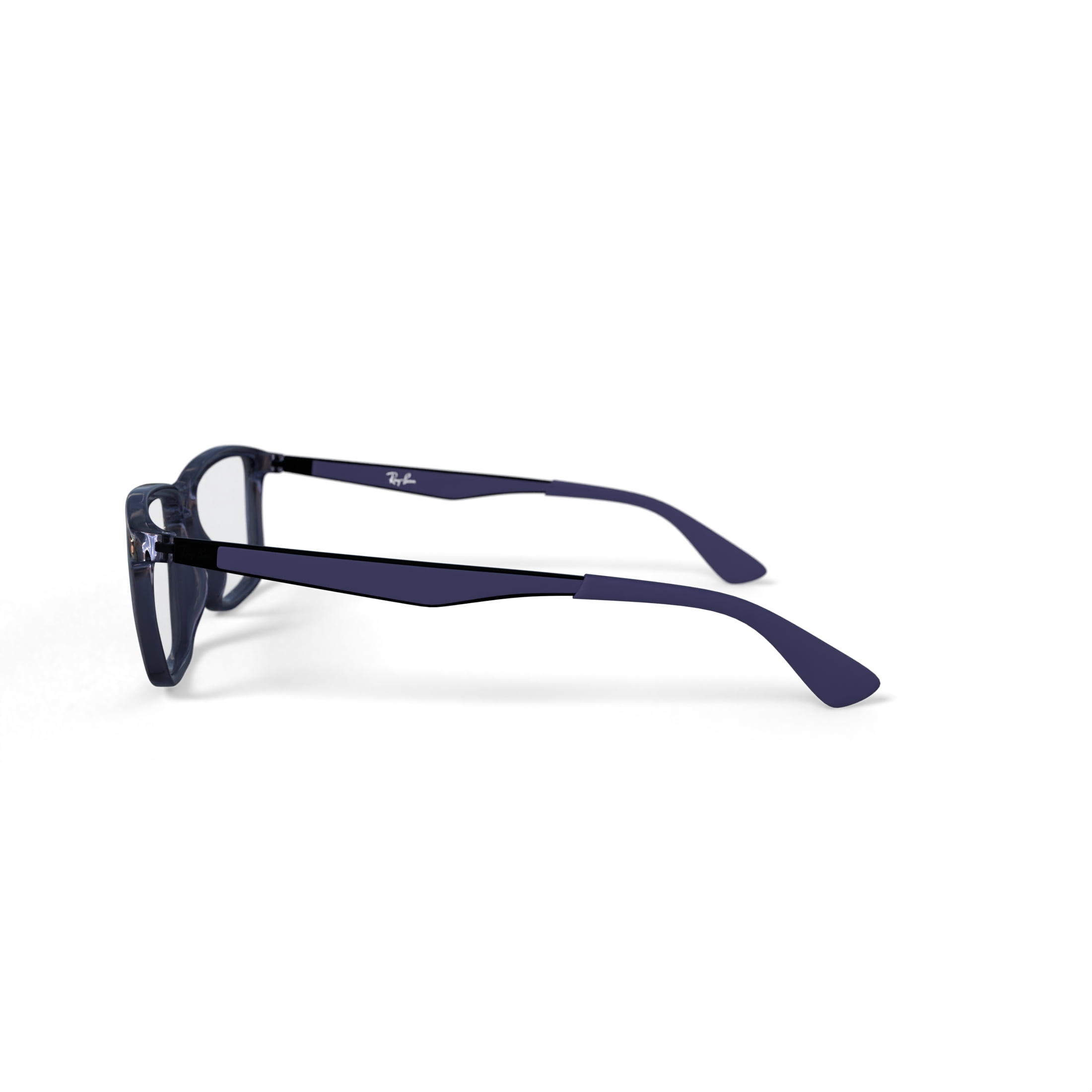 Ray-Ban Unisex Size 55 Rectangular Prescription Eyeglasses with Case, Transparent Grey/Demo Lens