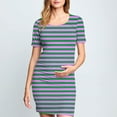 thumbnail image 2 of Robe de Maternité pour Femmes, Style Mi-Mollet Plissé à Imprimé avec Manches Courtes et Encolure Ronde, Mélange Polyester-Spandex, Coupe Confortable Extensible, Idéale pour les Séances Photo de Grossesse Ou les Occasions Formelles, 2 of 6