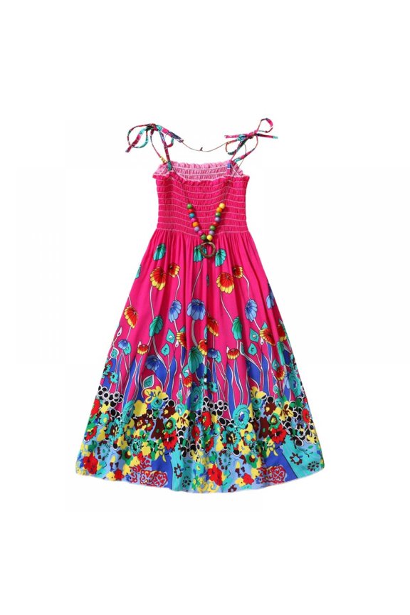 Baby Girls Dress Flower Princess Dress Bohemian Sleeveless Kids Toddler Summer Playwear Beachwear Sundress