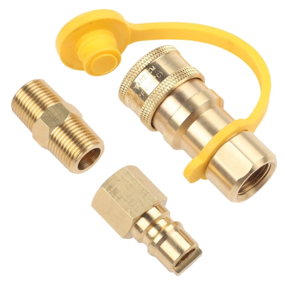 A set of 3/8 “ brass propane gas quick connect fittings suitable for grilling