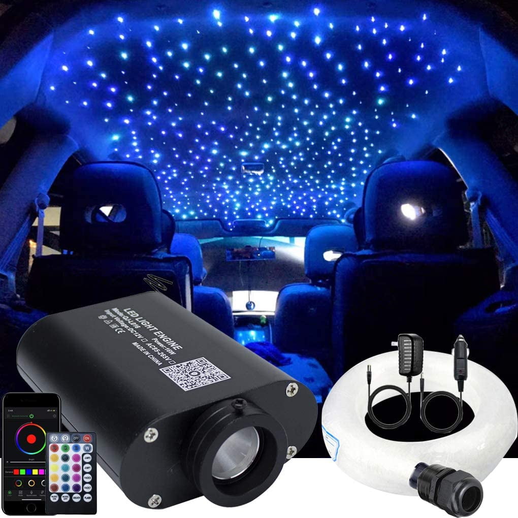 430pcs* *9.8ft+Meteor RGB+White LED's Engine Driver with RF 28 Key Remote 16W Twinkle Fiber Optic Star Ceiling Kit Light 0.03in+0.04in+0.06in 