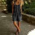 thumbnail image 6 of SAWOBUUN Women Denim Overalls Shorts Loose Fit Jean Romper Sleeveless Adjustable Straps Casual Dungarees, 6 of 7